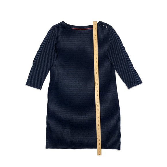 Paraphrase Womens Sz M Navy Blue Pullover 3/4 Sleeve Striped Bodycon Shift Dress - Picture 2 of 7